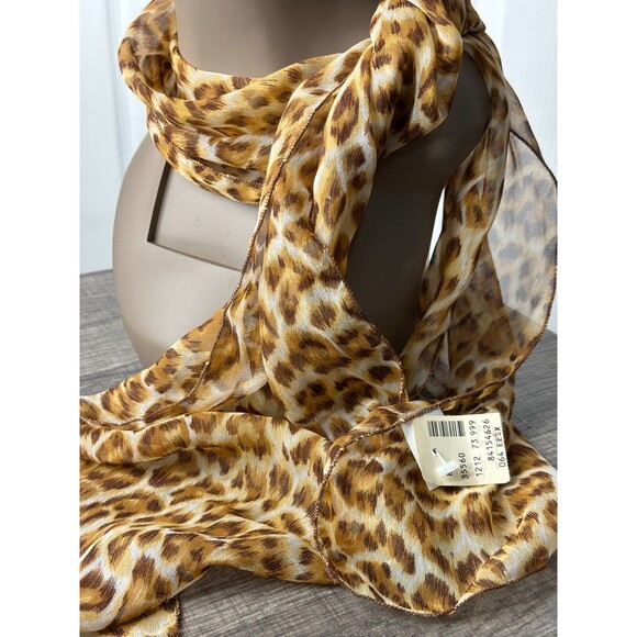 Animal Print Women's Scarf 100% Silk 58in Long 9in Wide Original Tag Dry Clean - Picture 2 of 3